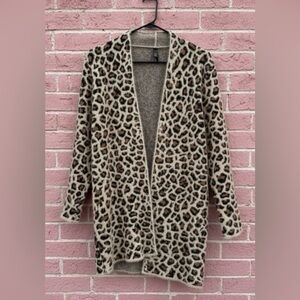 Alya Francesca's Collection Leopard Print Open Long Line Cardigan Size Small